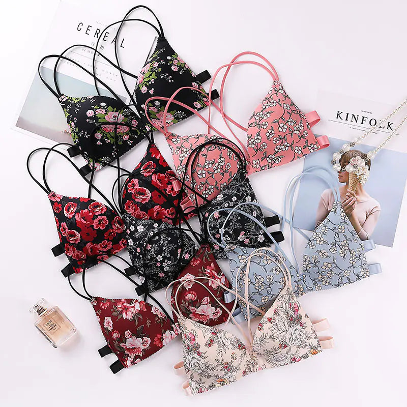 Floral Wireless Triangle Cup Bra