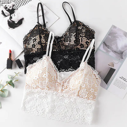 Lace Back Triangle Cup Women's Bra with Adjustable Straps