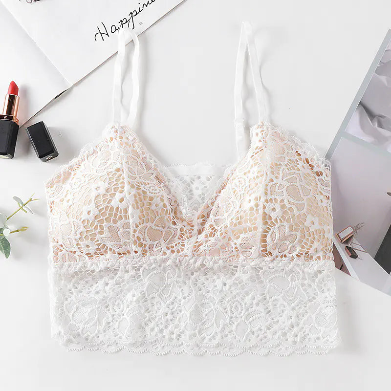 Lace Back Triangle Cup Women's Bra with Adjustable Straps