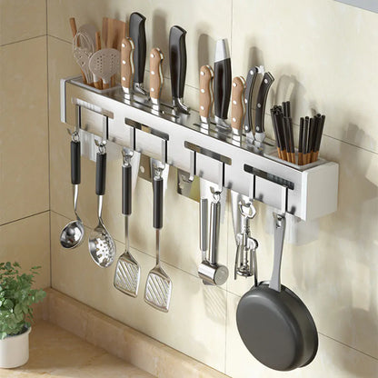 Stainless Steel Storage Rack with Cutlery Set