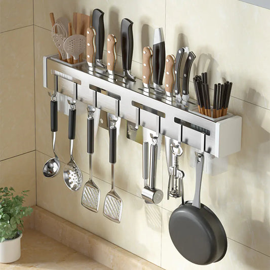 Stainless Steel Storage Rack with Cutlery Set