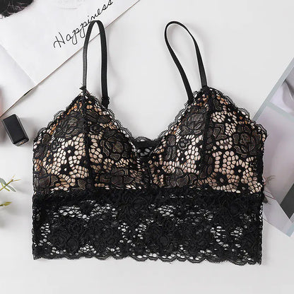 Lace Back Triangle Cup Women's Bra with Adjustable Straps