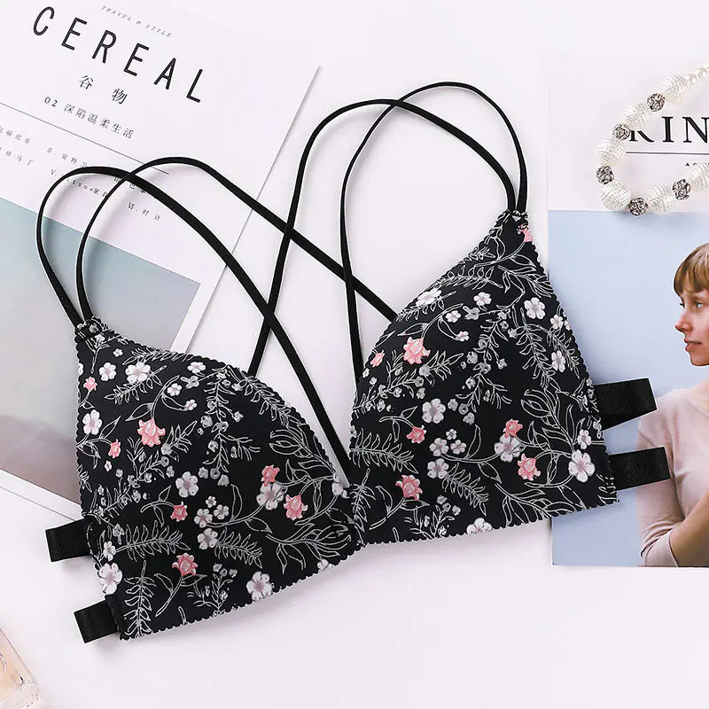 Floral Wireless Triangle Cup Bra