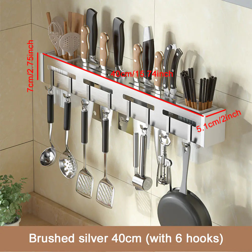 Stainless Steel Storage Rack with Cutlery Set